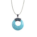 New Arrive Round Shape Turquoise Stone Pendant Necklace for Women